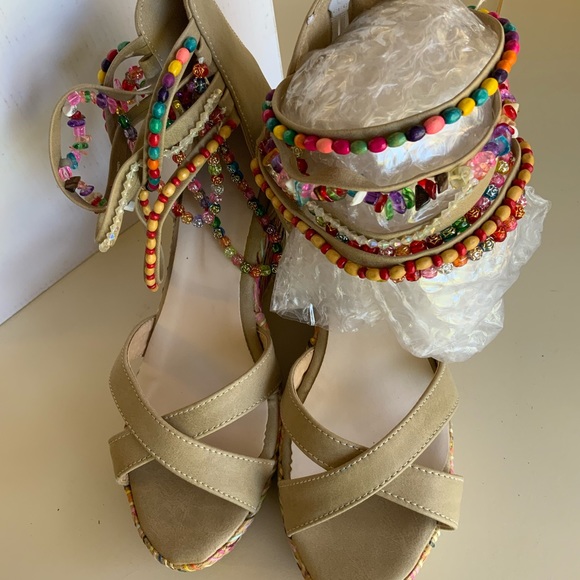 Sold…Get More Beauty Wedge Beaded Wedge Heels - Picture 4 of 13
